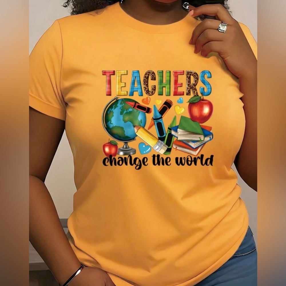 Teachers Change the World Graphic Tee - Yellow